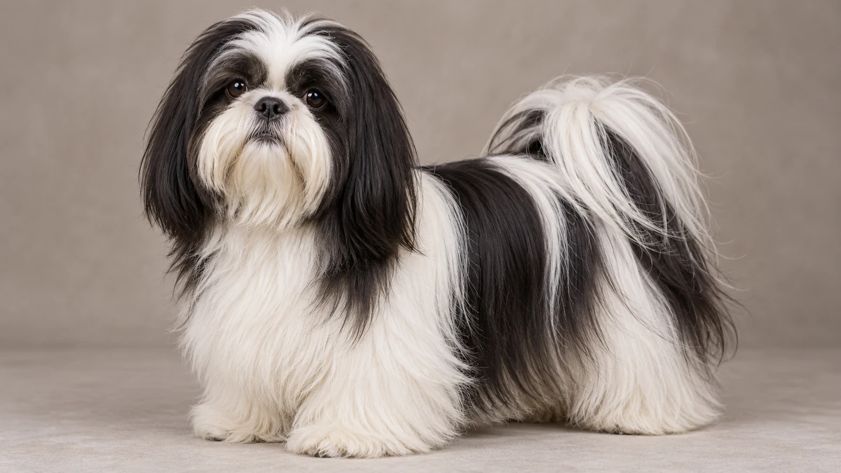 Shih Tzu köpek — siyah-beyaz renk