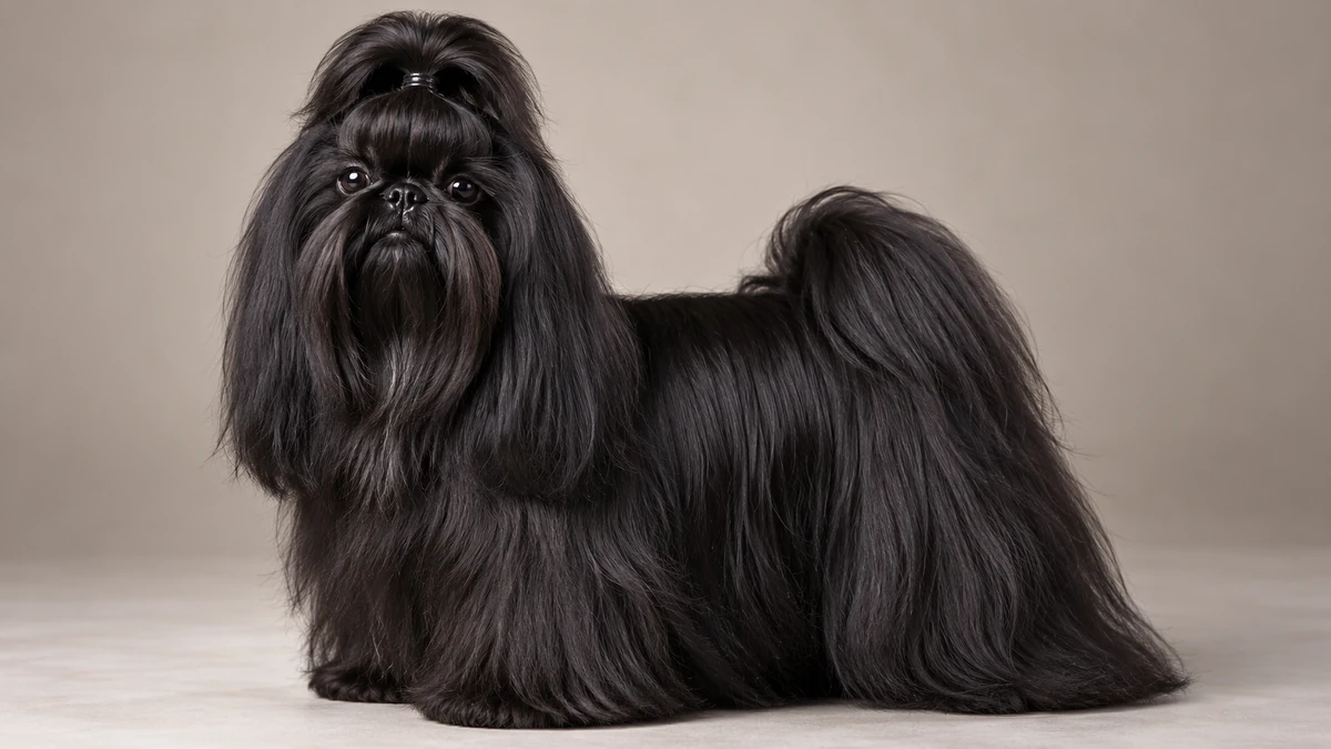 Shih Tzu köpek — düz siyah renk
