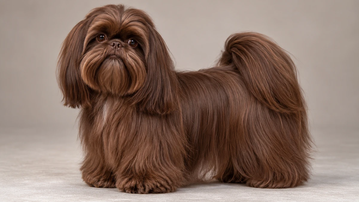 Shih Tzu köpek — çikolata (karaciğer) renk