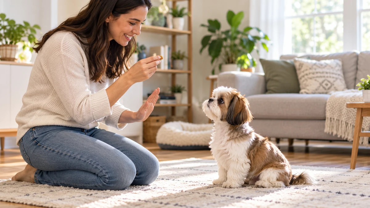 Shih Tzu yavru köpek — komut ve eğitim