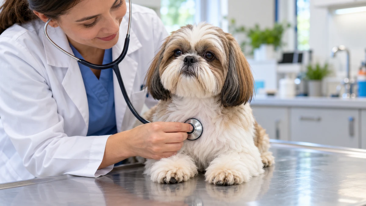 Shih Tzu köpek — veteriner kontrolü